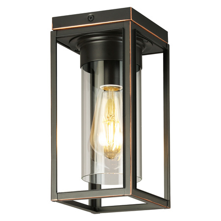 EGLO One Light Outdoor Flush Mount W/ Oil Rubbed Bronze Finish & Clr Glass 203666A